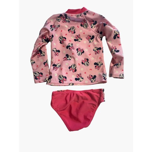 Disney Junior Minnie Mouse Rash Guard Swim Swuit Set Toddler Girls Size 2 Long s - Picture 2 of 8